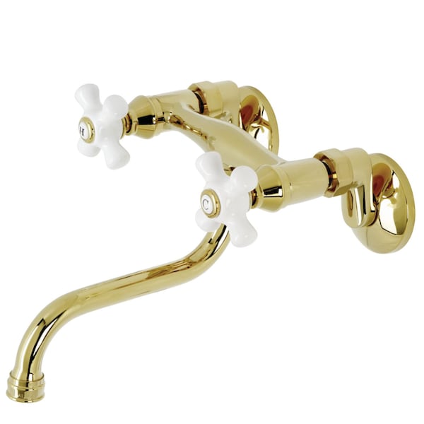 Kingston Brass KS616PB Two-Handle Wall Mount Bathroom Faucet, Polished Brass KS616PB - main